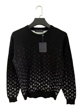 Louis Vuitton Black Crewneck with White Monogram Gradient